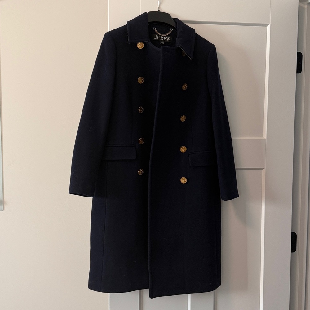 NWOT J. Crew Warwick Topcoat in Italian Stadium-Cloth Wool Blend | Navy | 0 - Picture 2 of 14